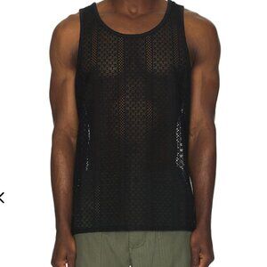 SATURDAYS NYC Gabriel Cotton Lace Tank Top - Black - Medium